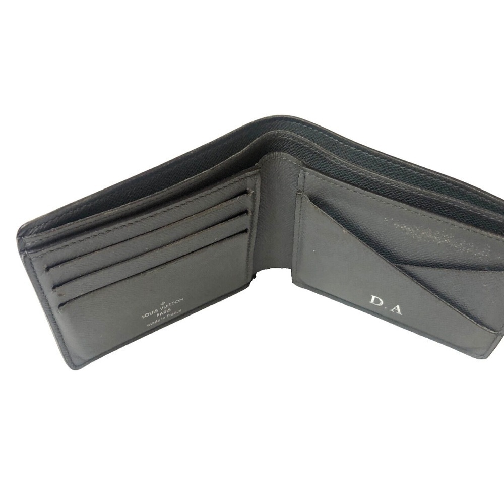 Louis Vuitton Taiga Leather Bifold Gray Men’s Wallet Made In France